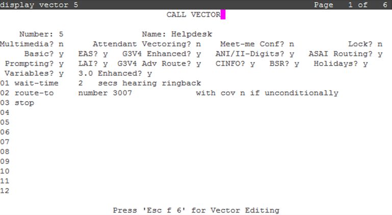 Configuring VDNs and vectors for Avaya Workspaces for Call Center Elite