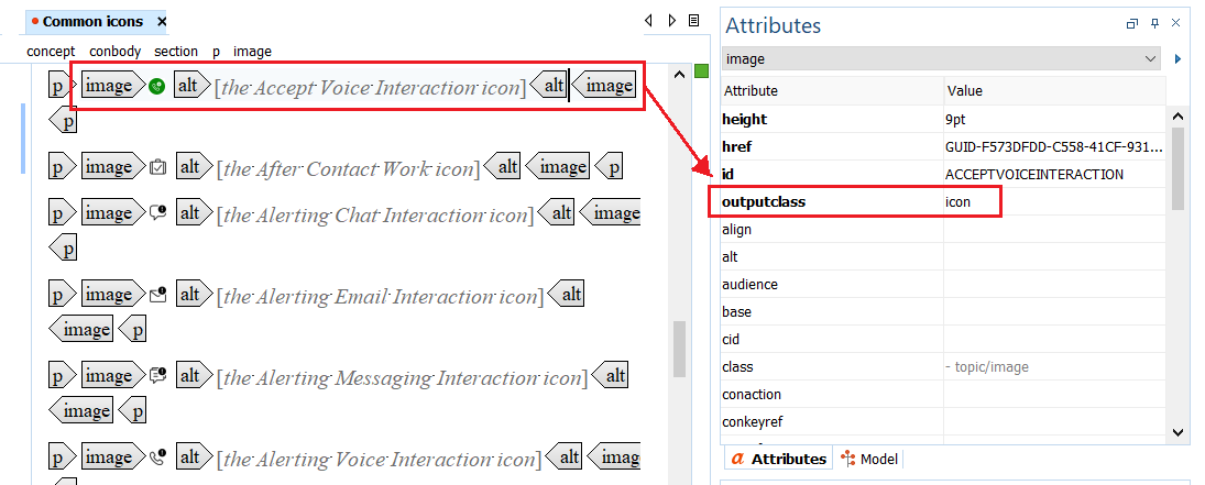 Image outputclass set to icon