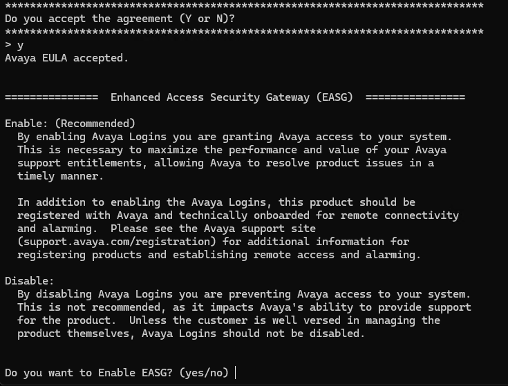 a screenshot showing the EASG prompt