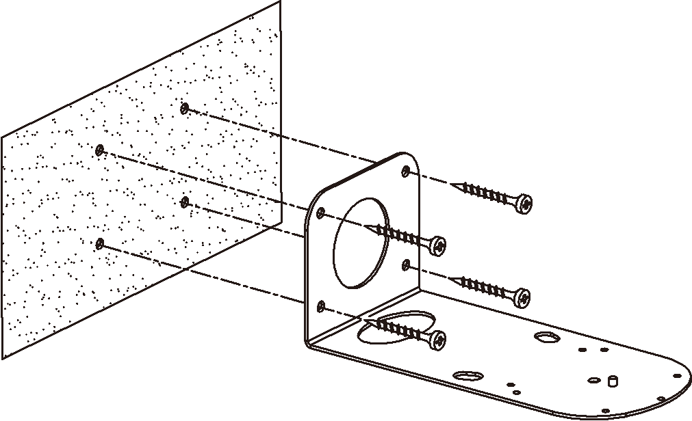 A diagram showing the process of attaching the bracket to the wall