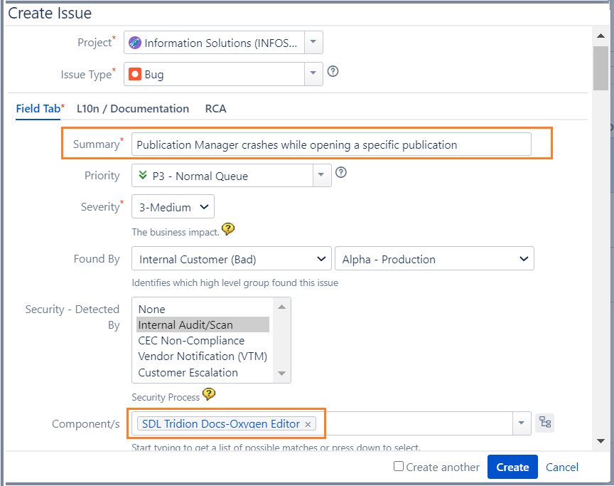 Jira ticket example