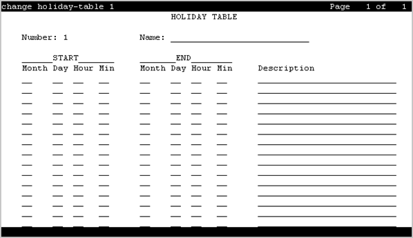 The screenshot of the Holiday Table screen