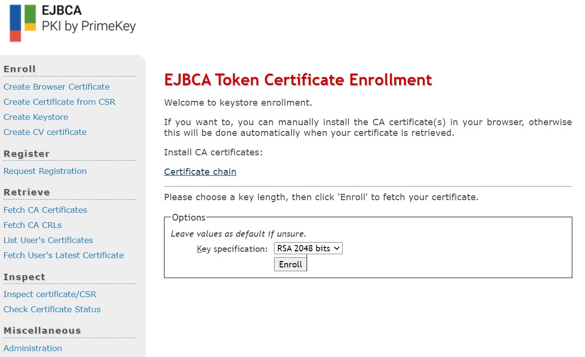 Certificate Keystore
