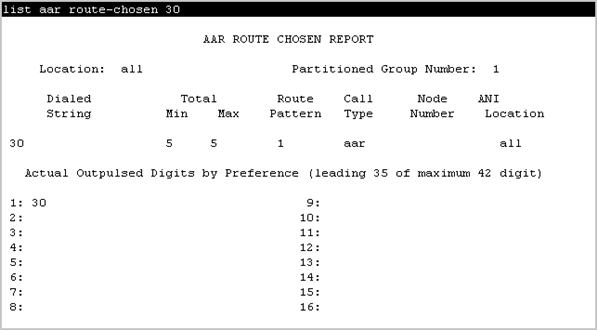 Illustrates the AAR Route Chosen report screen.