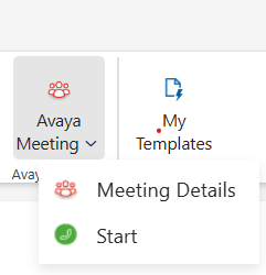 Avaya Outlook Meeting add-in