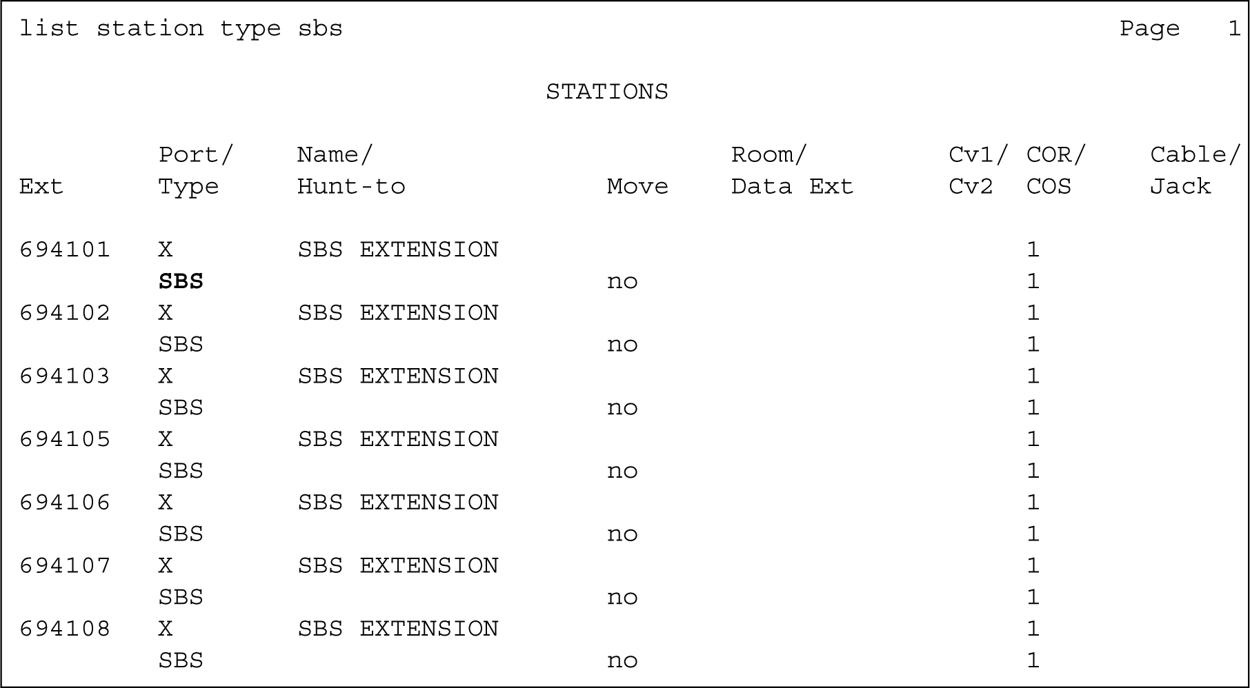 Listing station types