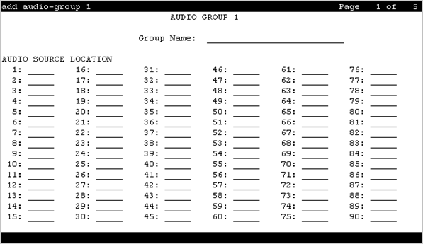 Screenshot of the Audio Group screen.