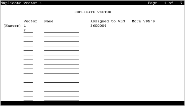 The screenshot of the Duplicate Vector screen.