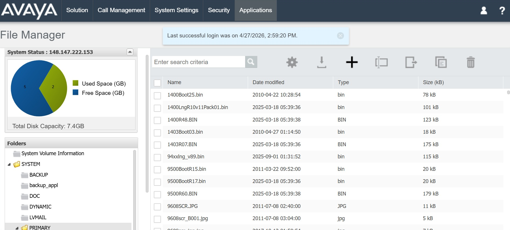 Using web manager to upload files