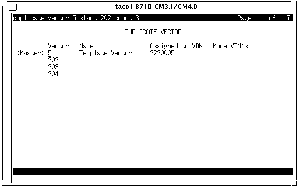 sample screen of a duplicate vector