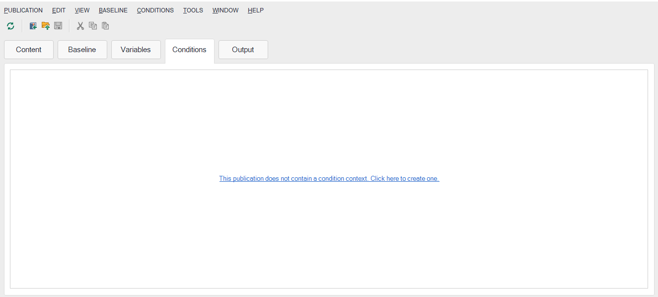 Conditions tab with no condition context.