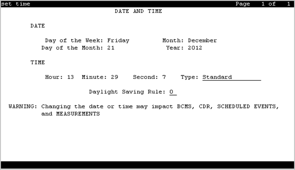 The screenshot of the Date and Time screen.