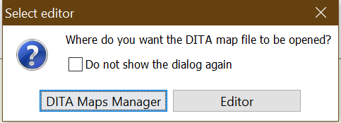 Select editor option to open a ditamap in Editor