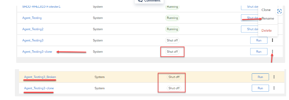 Roll back VM backup