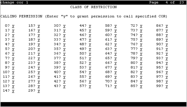 Screenshot of page 4 of the Class of Restriction screen.