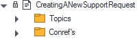 The picture shows a topic expanded with the Topics and Conrefs folders displayed in the Publication Manager Content tab