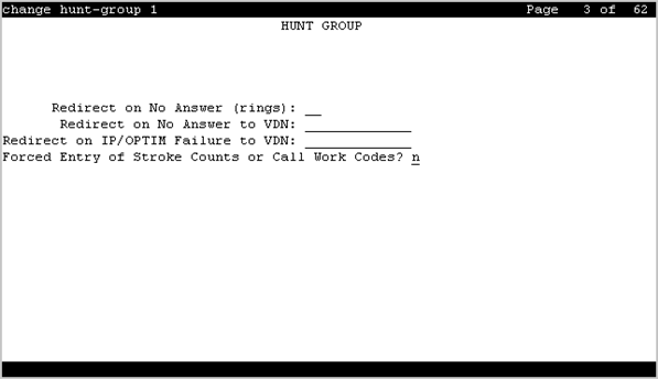 The screenshot of page 3 of the hunt group screen