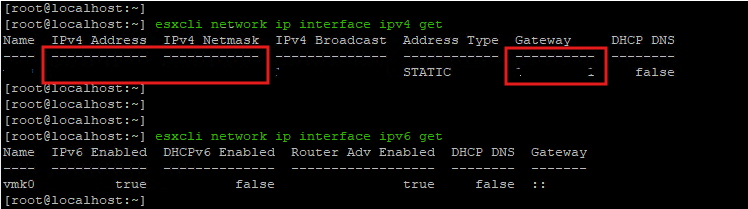 Network IP interface of VMware