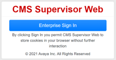 CMS Supervisor Web Client Enterprise login screen