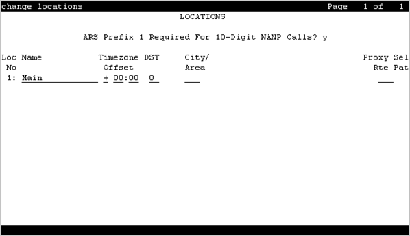 The screenshot of the Locations screen