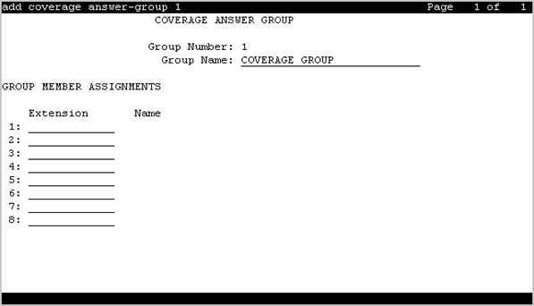 The screenshot of the Coverage Answer Group screen.