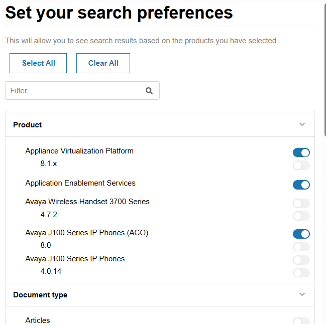 Set your search preference page