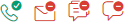 icons showing not active channels in red and active work cards
                                    in green