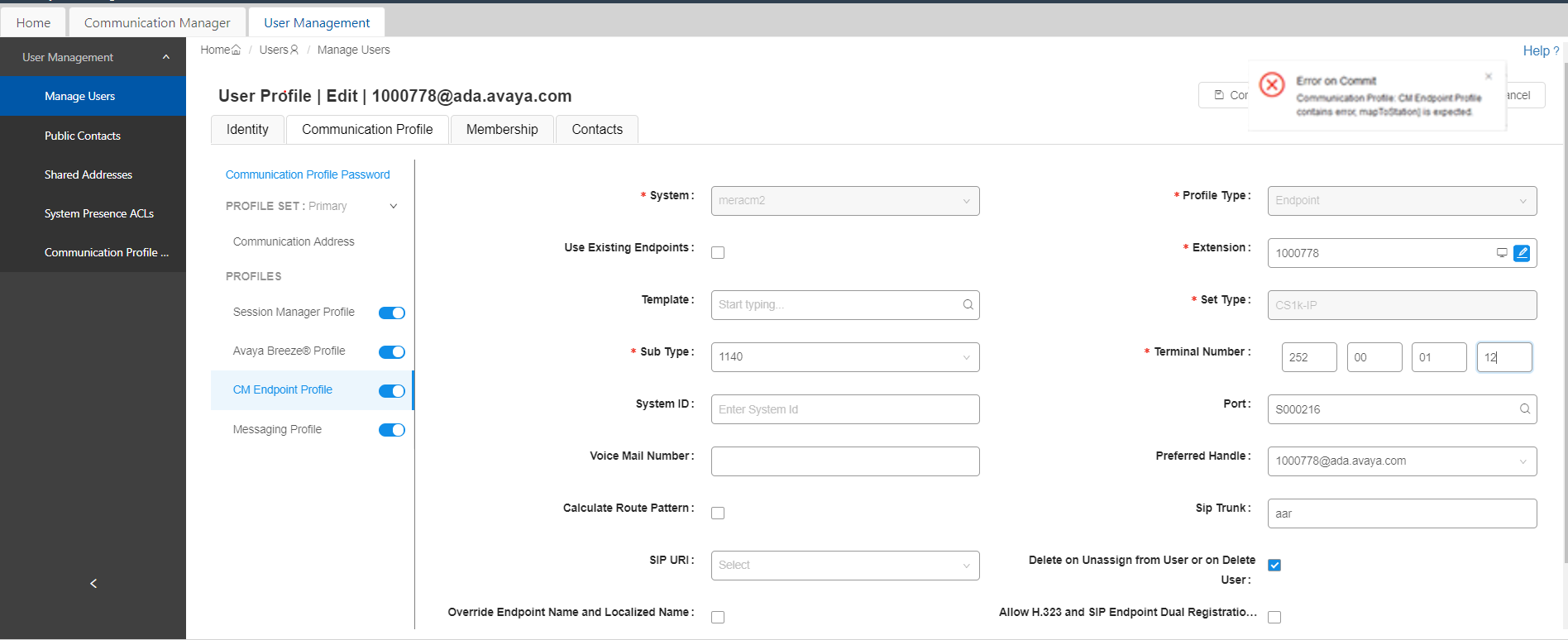 system manager user creation problems