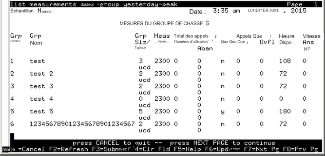 avCmMeasHuntGrpYest - HUNT GROUP MEASUREMENTS