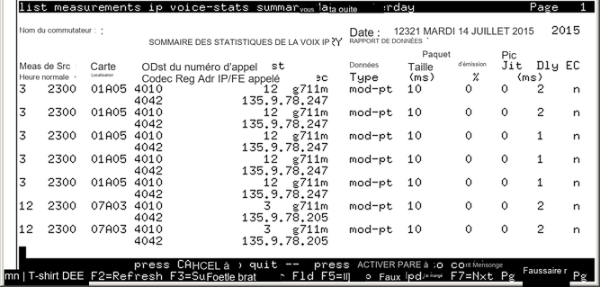 avCmMeasIpVoStatSumDataYest - IP VOICE STATISTICS SUMMARY