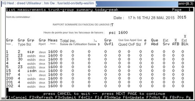 avCmMeasTrkGrpSumToday - Trunk Group Summary Report