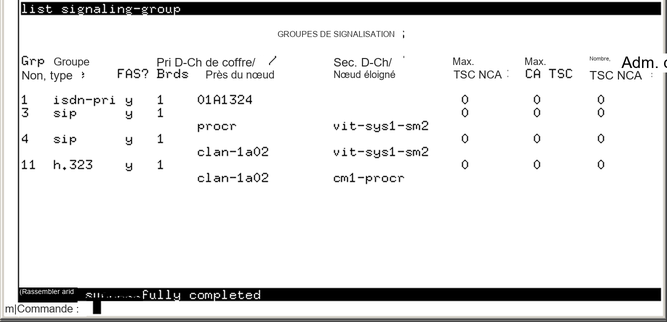 avCmListSigGrp - SIGNALING GROUPS