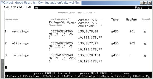 avCmListMedGateway - Media-Gateway Report