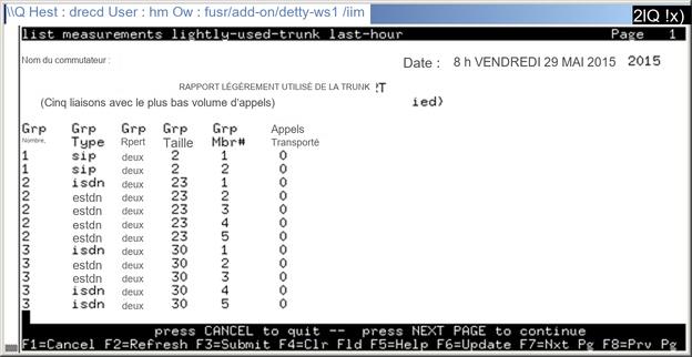 avCmMeasLightUseTrkLstHr - Trunk Lightly Used Report