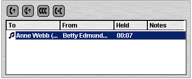 보류 통화 패널 스크린샷