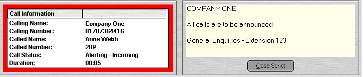 Screenshot SoftConsole gespreksgegevens