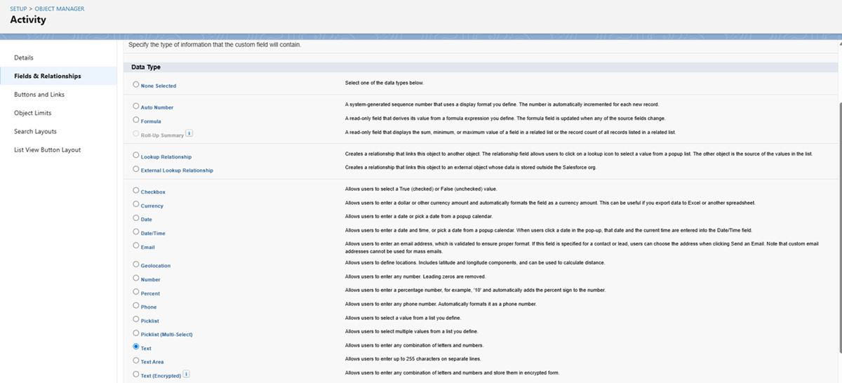 De pagina Activiteit in Salesforce instellen
