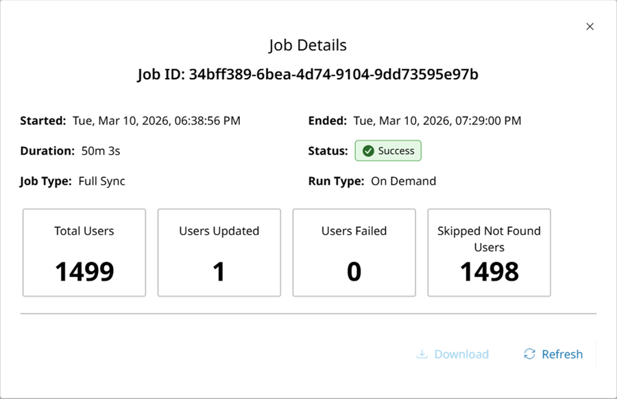 Synchronisatiedetails per taak-ID