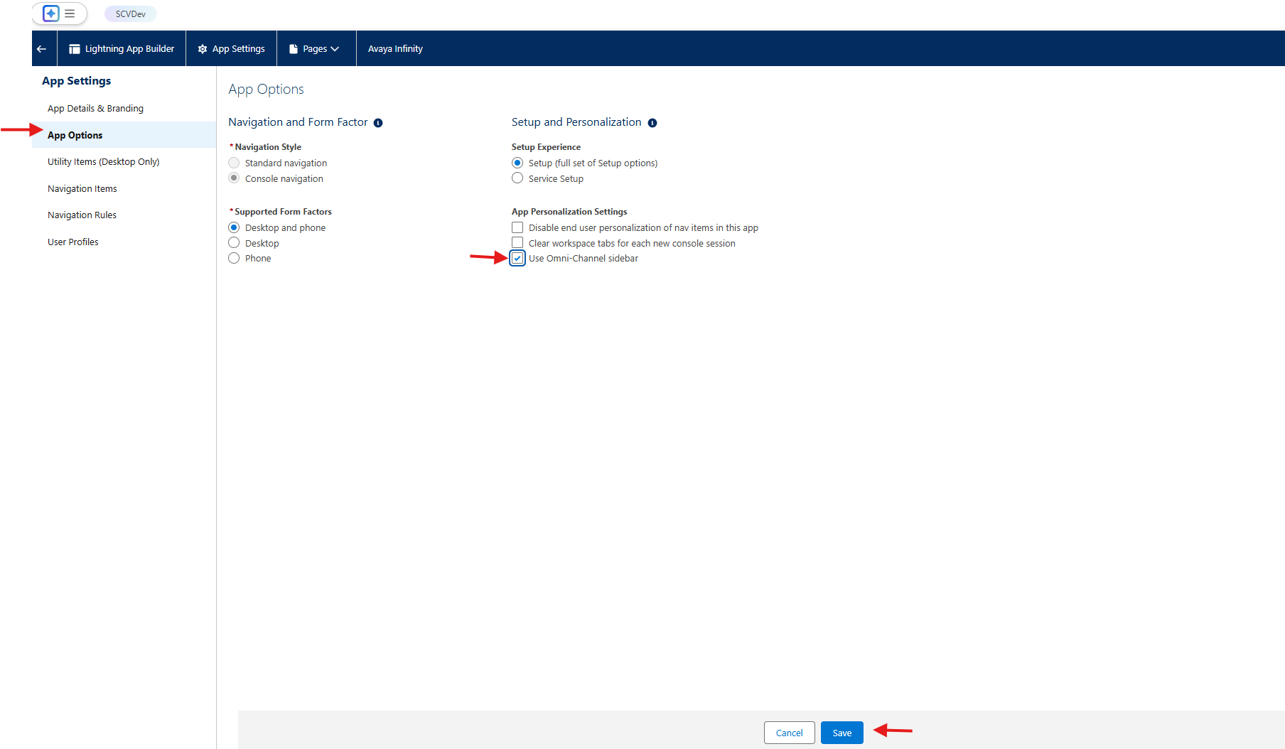 Omnichannel toevoegen aan de zijbalk