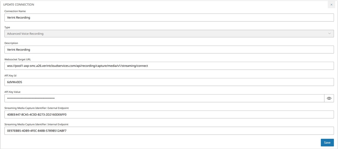 Configuratie van Verint Advanced Voice Recording