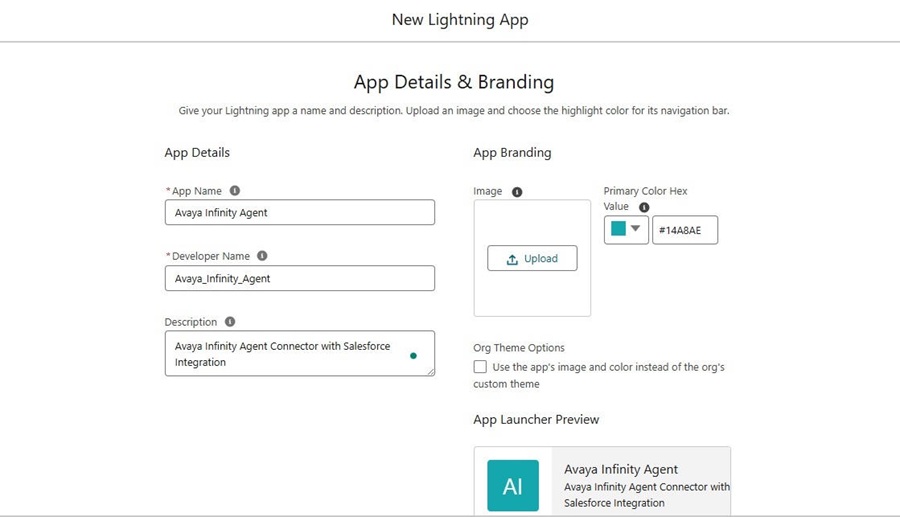 Opties voor de Salesforce App