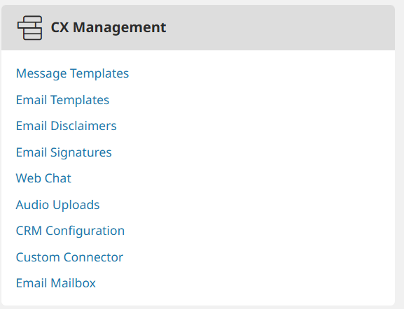 Het gedeelte CX-beheer in het beheerdashboard