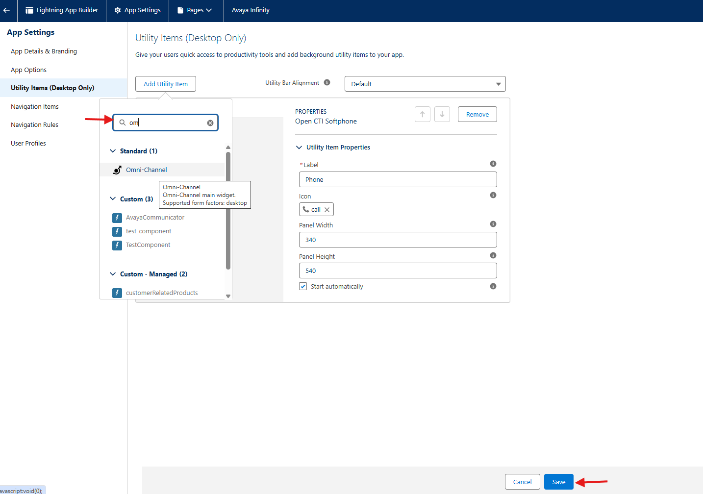 Omnichannel toevoegen aan de utility bar