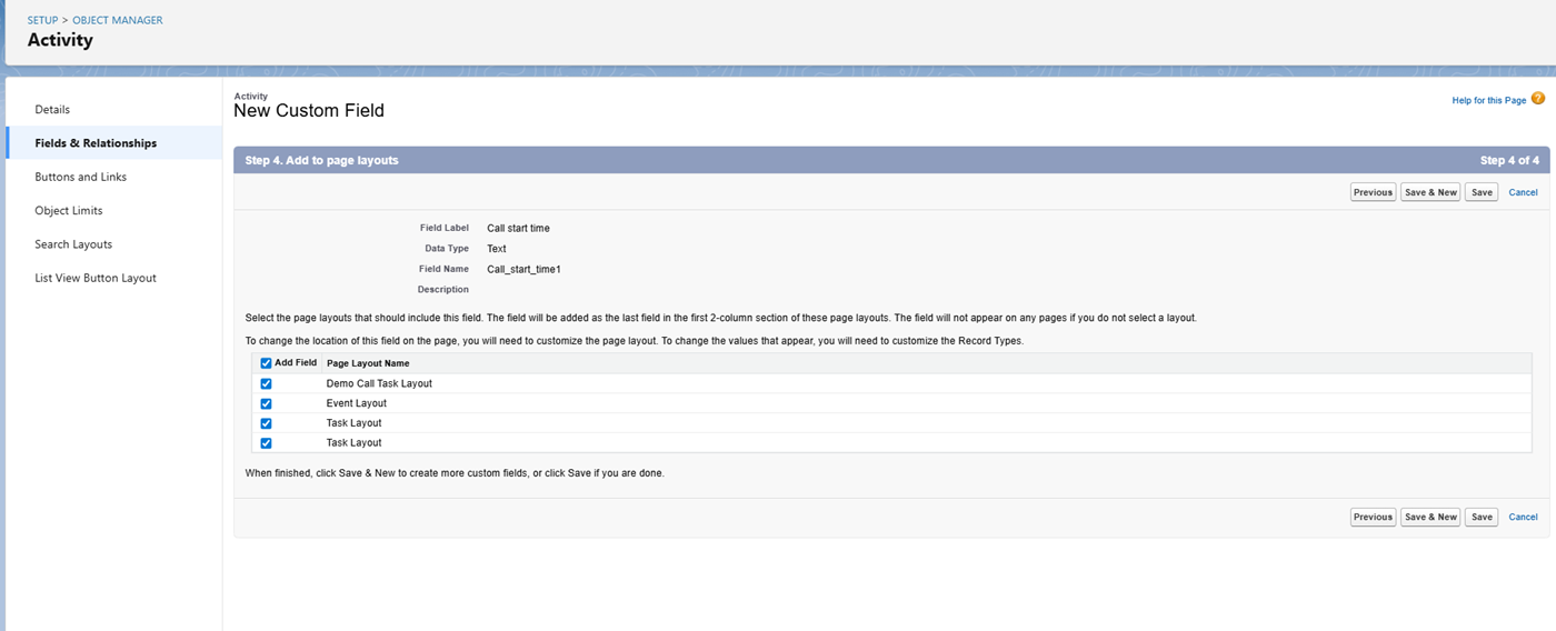 De optie Pagina-indeling in Salesforce