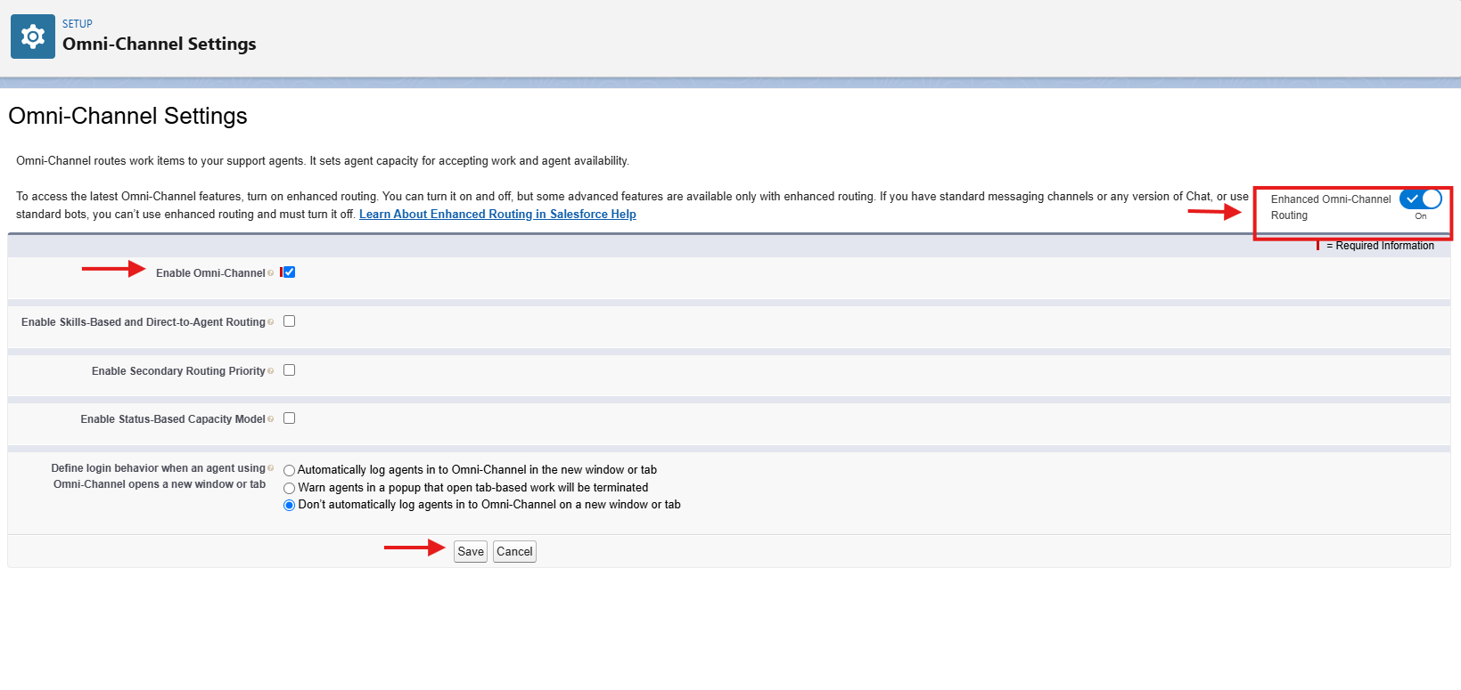 De opties voor het inschakelen van Omnichannel