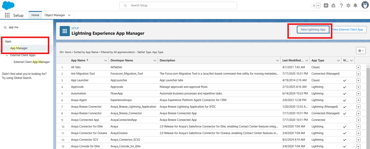 Nieuwe Salesforce Lightning App