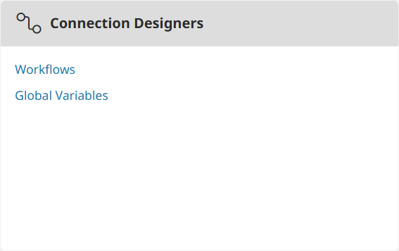 Workflows en algemene variabelen in het gedeelte Connection design