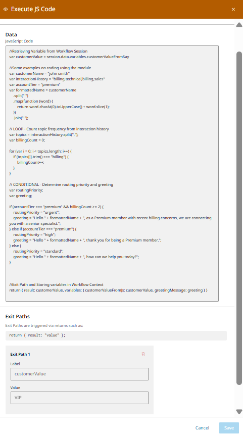 de module JS-code uitvoeren