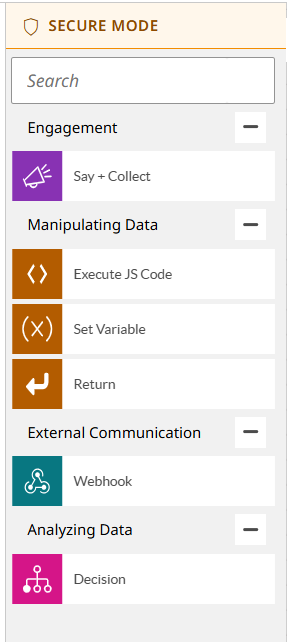 Lijst met beveiligde workflowmodules