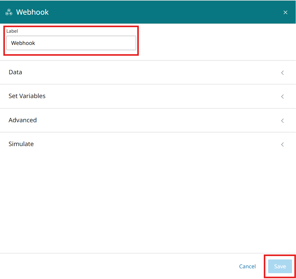 Webhook general settings
